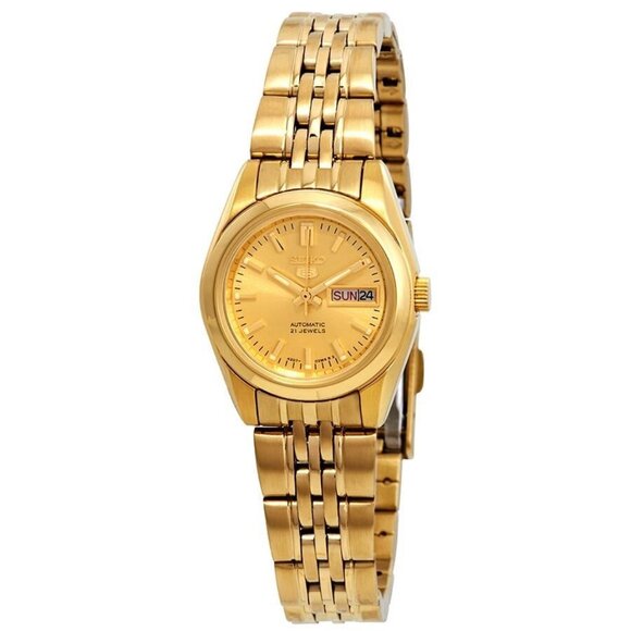 NWT Authentic Seiko Series 5 Automatic Gold Dial Women's Watch - Picture 1 of 3
